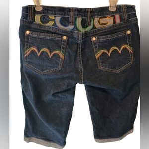 COOGI Rainbow Embroidered Girls Denim Bermuda Shorts‎ - Size 11/12 - Y2K Fashion
